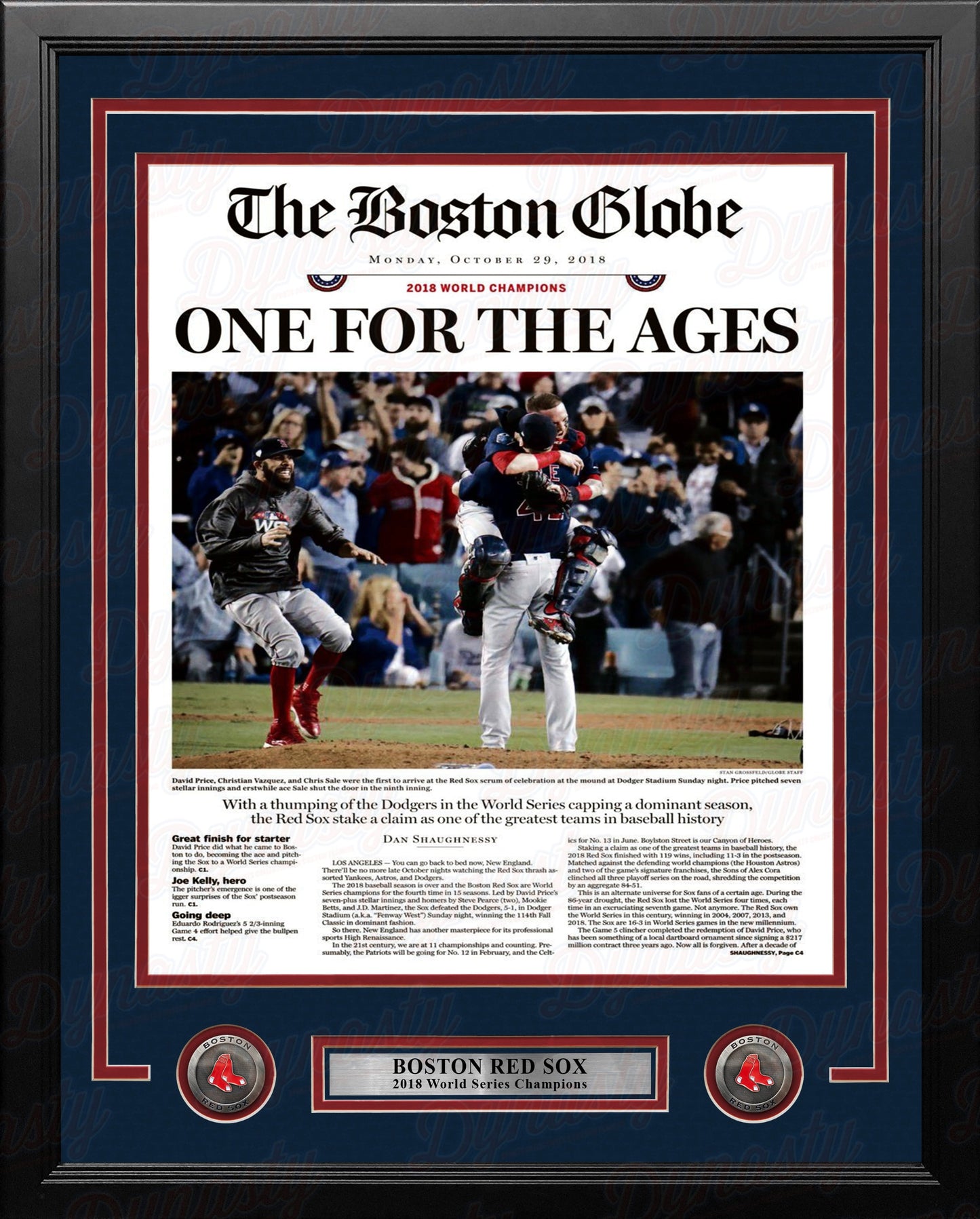 Boston Red Sox 2018 World Series Champions Framed Boston Globe Photo