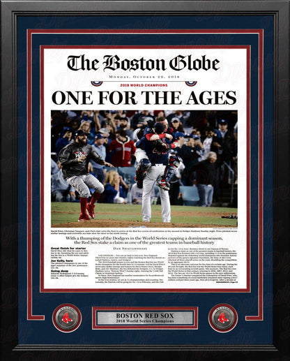 Boston Red Sox 2018 World Series Champions Framed Boston Globe Photo