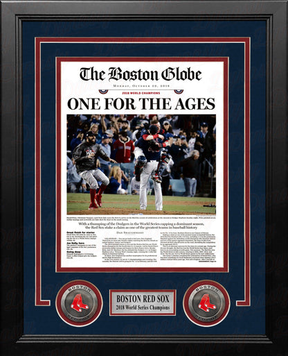 Boston Red Sox 2018 World Series Champions Framed Boston Globe Photo