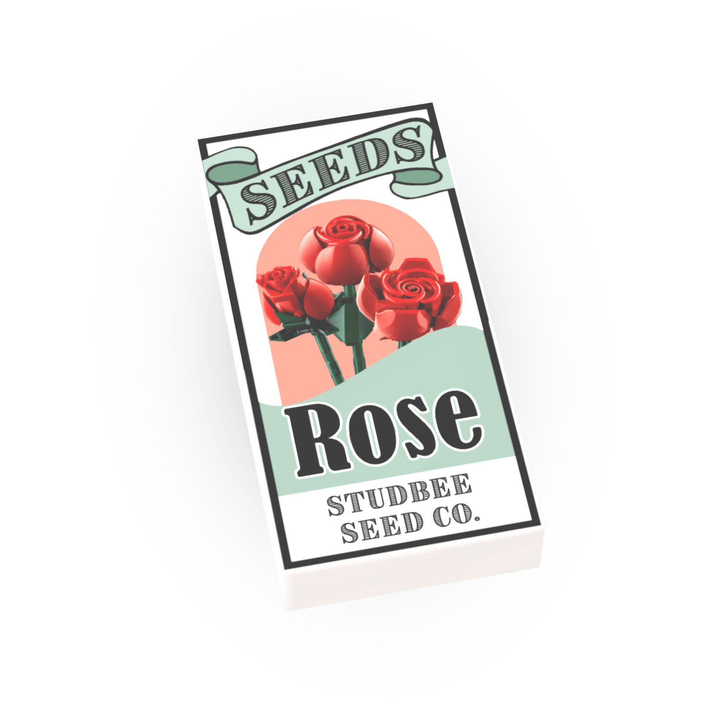 Seed Packet, Rose - Custom Printed Minifig Scale Tile - Made Using LEGO® parts