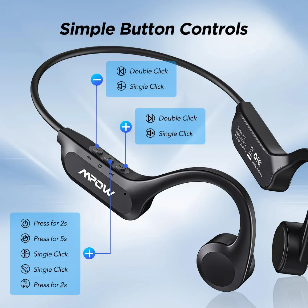 Mpow X14 Bone Conduction Sport Headphones Bluetooth 5.3 Wireless Earphone Handsfree IPX6 Waterproof TWS Headset with Mic for Gym