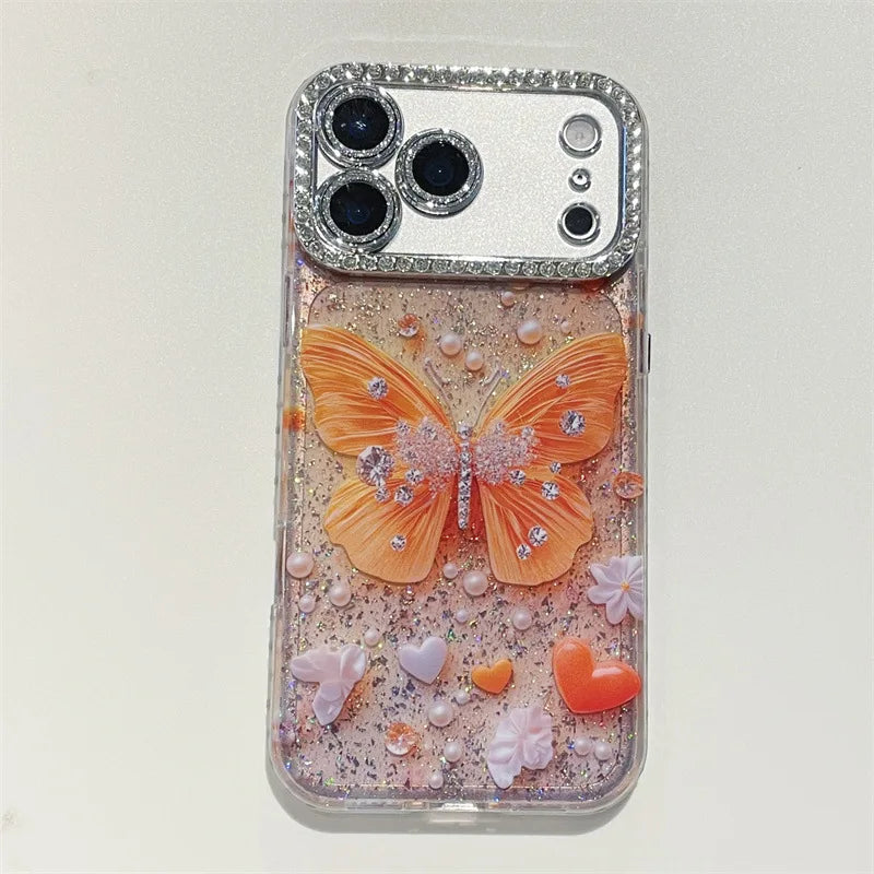 Luxury Diamond Sequins Butterfly Phone Case For iPhone