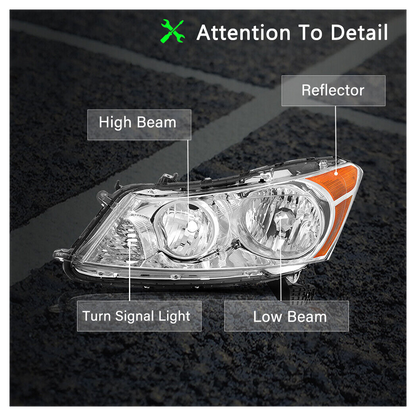 For 08-12 honda accord sedan chrome housing amber corner headlight head lamps