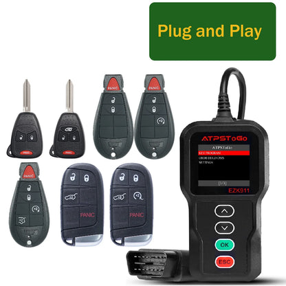 ATPSTOGO New Replacement Remote Key fob and Programmer tool For 2007-2017 Dodge Ram 1500 2500 3500 programming key fob GQ4-53T