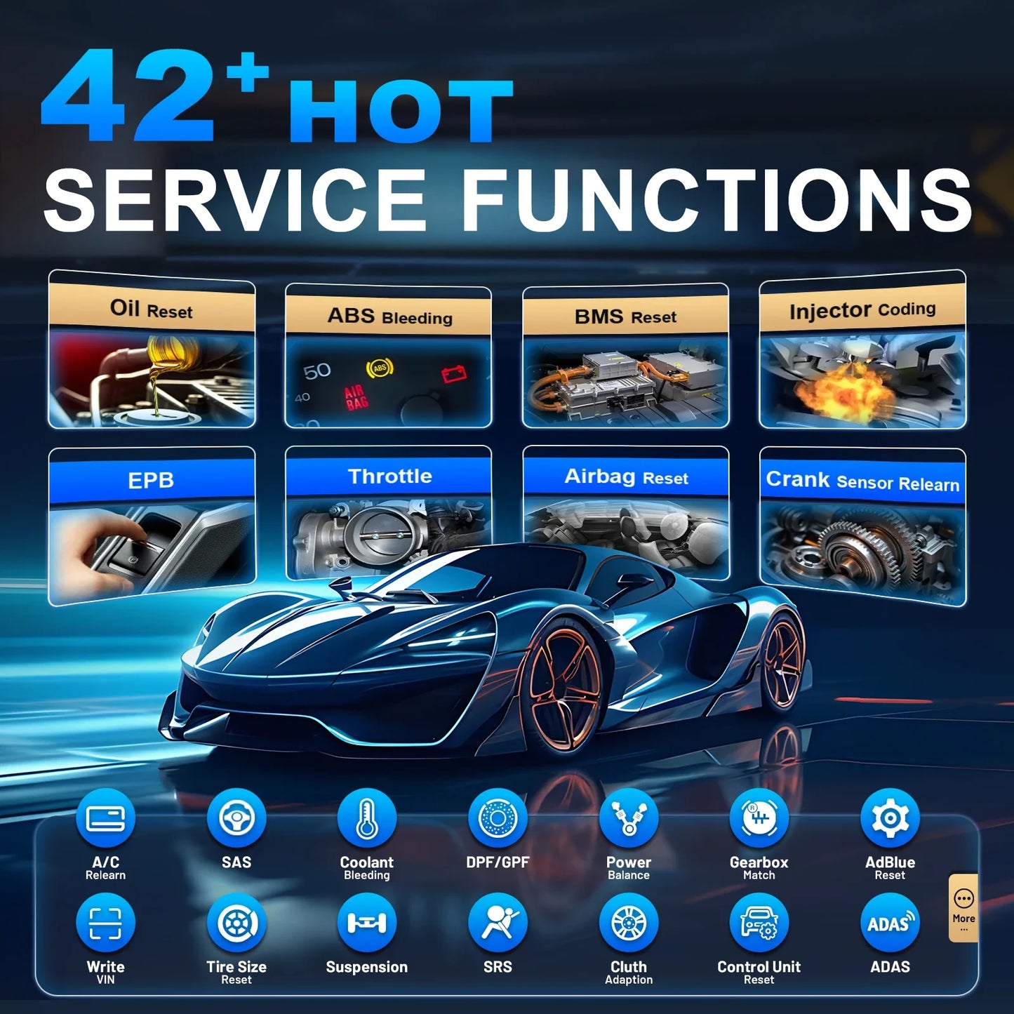 XTOOL InPlus IP919 MAX Bluetooth Car Diagnostic Tools ECU Programming J2534 Bi-directional 42+ Resets Scanner With Topology FCA