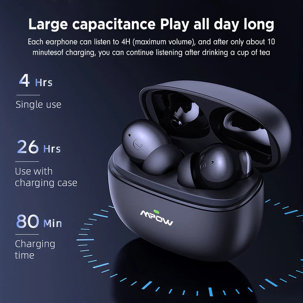 Mpow XY-17 Bluetooth 5.3 In-ear Wireless Sports Earphones ANC Active Noise Reduction Bluetooth 26H Playtime Headset for iPhone
