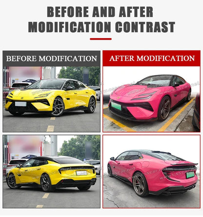 Abina Style Car Front Bumper Diffuser Rear High Spoiler Wing Splitter Canard Lip For Lotus Emeya Dry Carbon Fiber Side Skirts