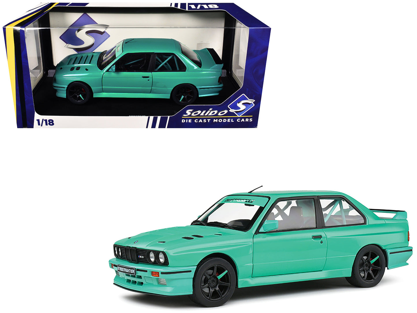 1990 BMW E30 M3 Custom "Drift Missile" Blue 1/18 Diecast Model Car by Solido  free shipping USA