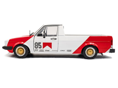 1983 Volkswagen Caddy MK 1 Pickup Truck "Red Cowboy Racing Tribute" White and Red 1/18 Diecast Model Car by Solido