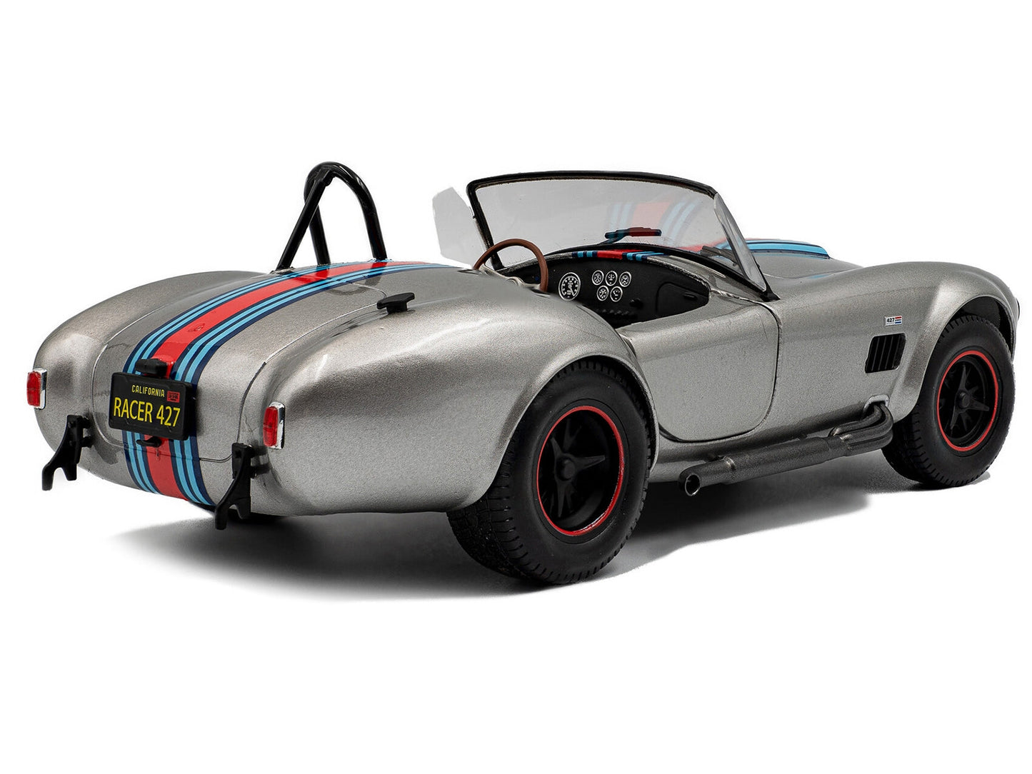 1965 Shelby Cobra 427 MKII "Solido Works M Racing Tribute" Gray Metallic with Stripes 1/18 Diecast Model Car by Solido