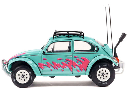 1976 Volkswagen Beetle Baja Miami Green with Pink Graphics 1/18 Diecast Model Car by Solido