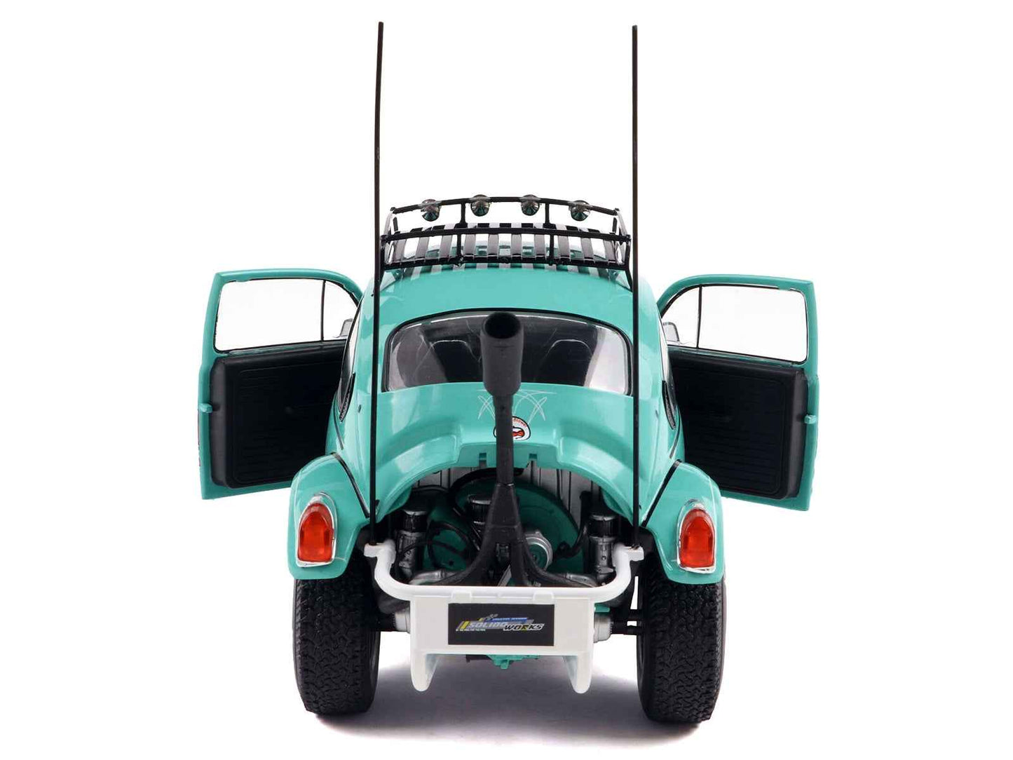 1976 Volkswagen Beetle Baja Miami Green with Pink Graphics 1/18 Diecast Model Car by Solido