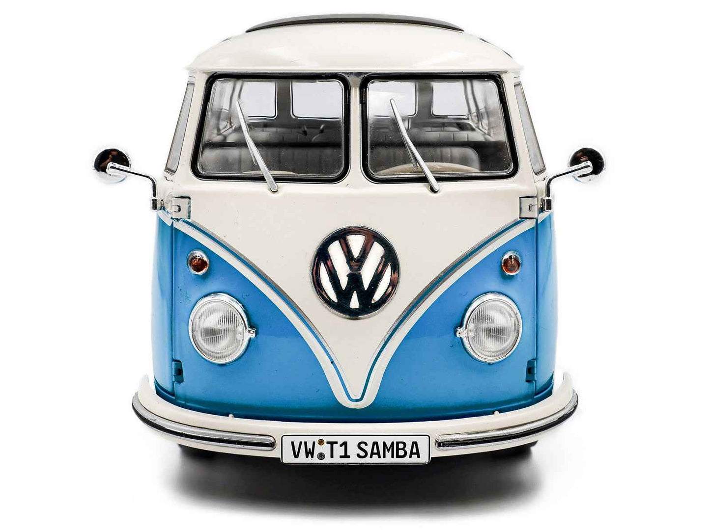 1962 Volkswagen T1 Samba Bus Baby Blue and White 1/18 Diecast Model Car by Solido