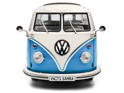 1962 Volkswagen T1 Samba Bus Baby Blue and White 1/18 Diecast Model Car by Solido