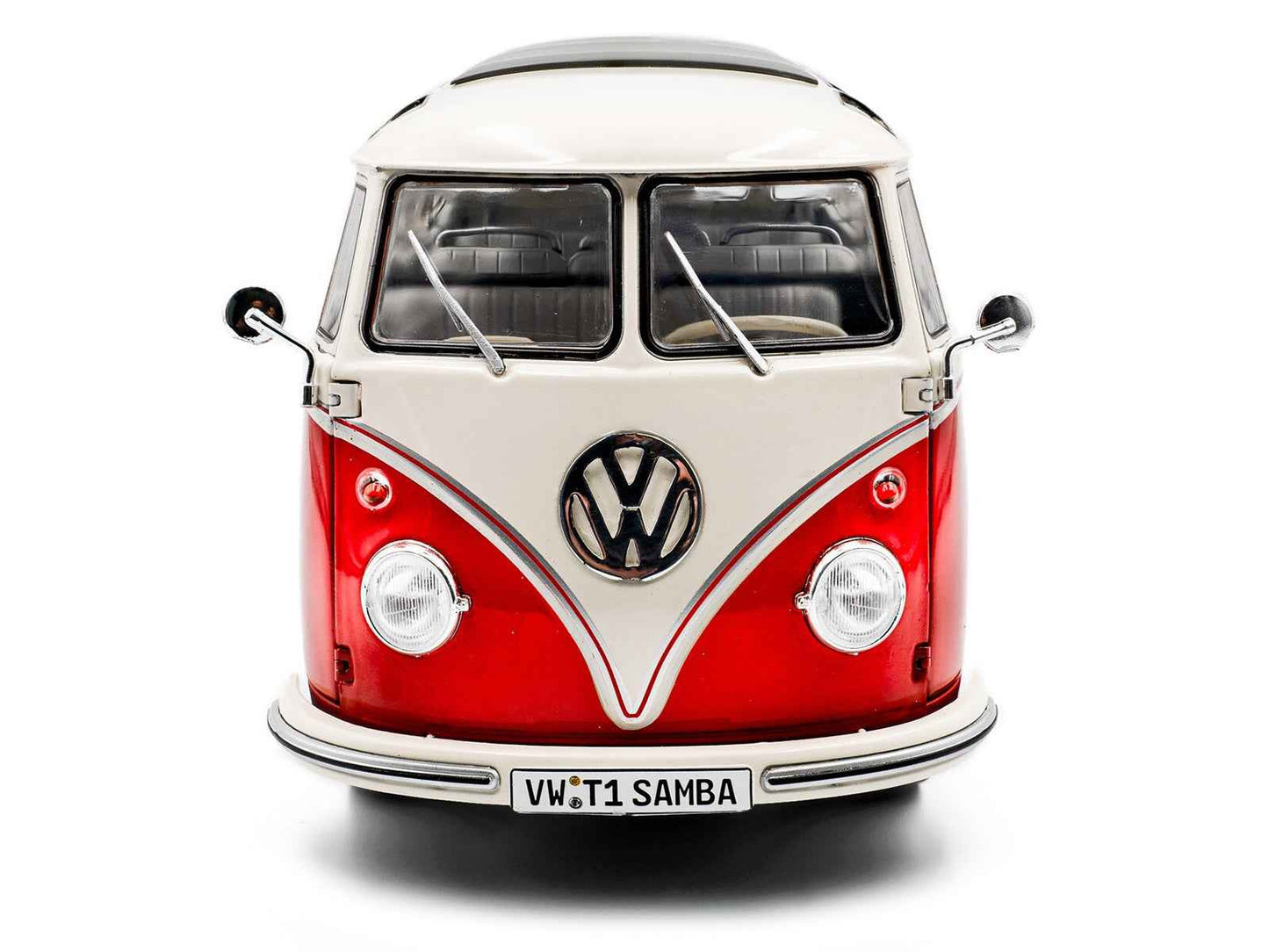 1962 Volkswagen T1 Samba Bus Red and White 1/18 Diecast Model Car by Solido
