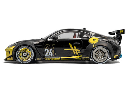 2024 Toyota GR86 Liberty Walk Body Kit RHD (Right Hand Drive) #24 Black with Gold Graphics 1/18 Diecast Model Car by Solido