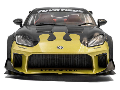 2024 Toyota GR86 Liberty Walk Body Kit RHD (Right Hand Drive) #24 Black with Gold Graphics 1/18 Diecast Model Car by Solido