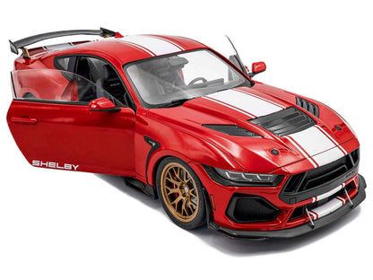 2024 Ford Shelby Mustang Super Snake Race Red with White Stripes 1/18 Diecast Model Car by Solido