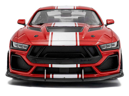 2024 Ford Shelby Mustang Super Snake Race Red with White Stripes 1/18 Diecast Model Car by Solido