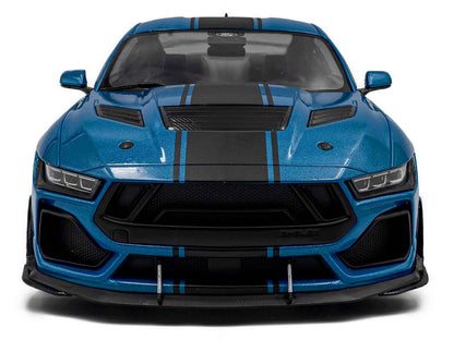 2024 Ford Shelby Mustang Super Snake Grabber Blue Metallic with Black Stripes 1/18 Diecast Model Car by Solido