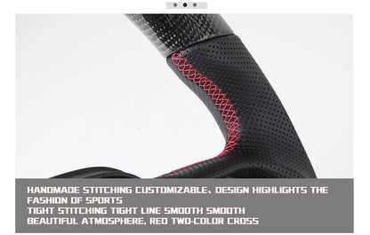 Carbon Fiber Steering Wheel For Dodge Challenger Charger 2015-2022 Alcantara LED Racing Steering Wheel Customized Perforated