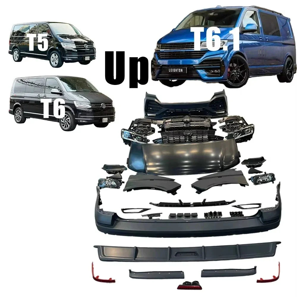 VW MULTIVAN T5 T6 up T6.1 FACELIST BODY KIT Front Rear Bumper Car Grille Fender Headlight for Volkswagen TRANSPOTTER Accessories
