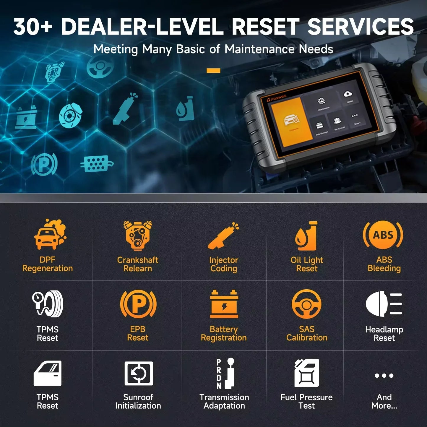 FOXWELL NT809BT OBD2 Bluetooth Car Diagnostic Tool All System Bi-Directional Test 30+ Reset Code Reader OBD2 Scanner Tool