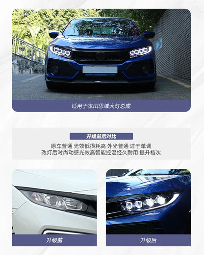 Car Led Headlights For Honda CIVIC 2016-2021 Bugatti style full LED Head Lamp daytime running DRL Head Lamp Front light Assembly