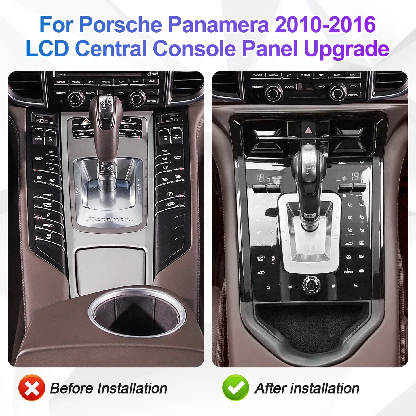 NaviHua New Upgrade Car Interior  For Porsche Panamera 2010-2016 Android Car Radio LCD Console Climate Control Panel Stopwatch