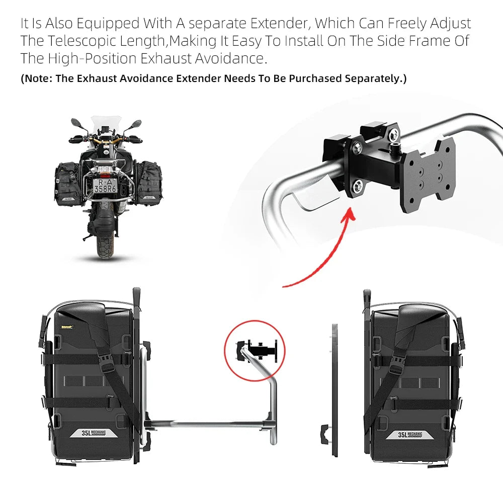 Rhinowalk Motorcycle Side Bag 35L Waterproof Quick Release Saddle Bag For BMW R1300GS R1250GS R1200GS S1000XR Motorbike Luggage