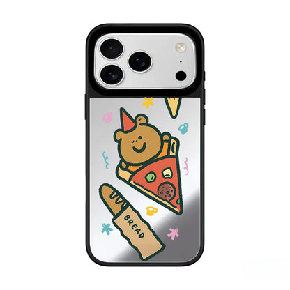 Cartoon Chef Bear Mirror Surface Black Border Magnetic Phone Case For iPhone