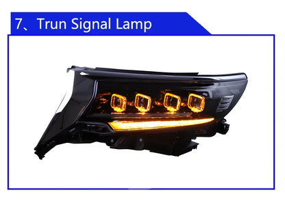 Auto Headlight For Toyota Prado 2018-2023 LED Car Front lamps Assembly Upgrade Bugatti Design Four Projector Lens Accessories