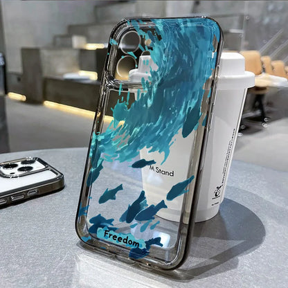 Ocean Animals Shark Dolphin Fish Clear Phone Case
