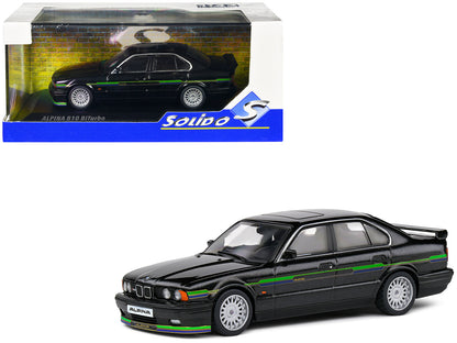 1994 BMW E34 Alpina B10 BiTurbo Black Metallic with Green Graphics 1/43 Diecast Model Car by Solido  free shipping USA