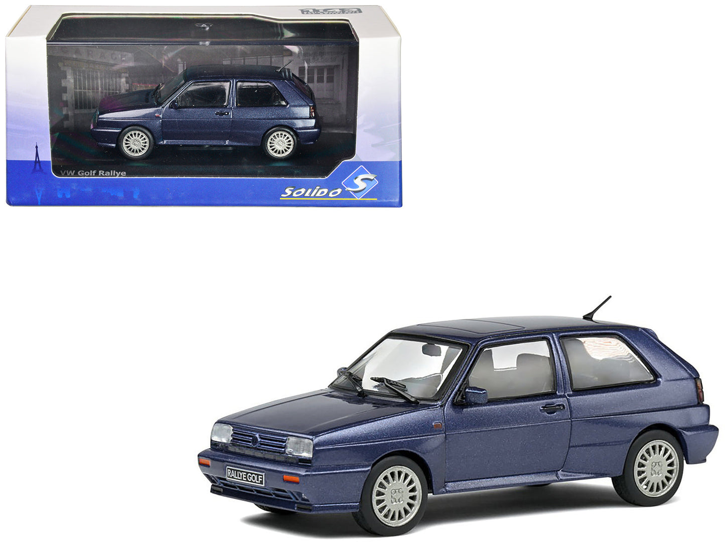 1989 Volkswagen Golf Rallye G60 Syncro Blue Metallic 1/43 Diecast Model Car by Solido  free shipping USA