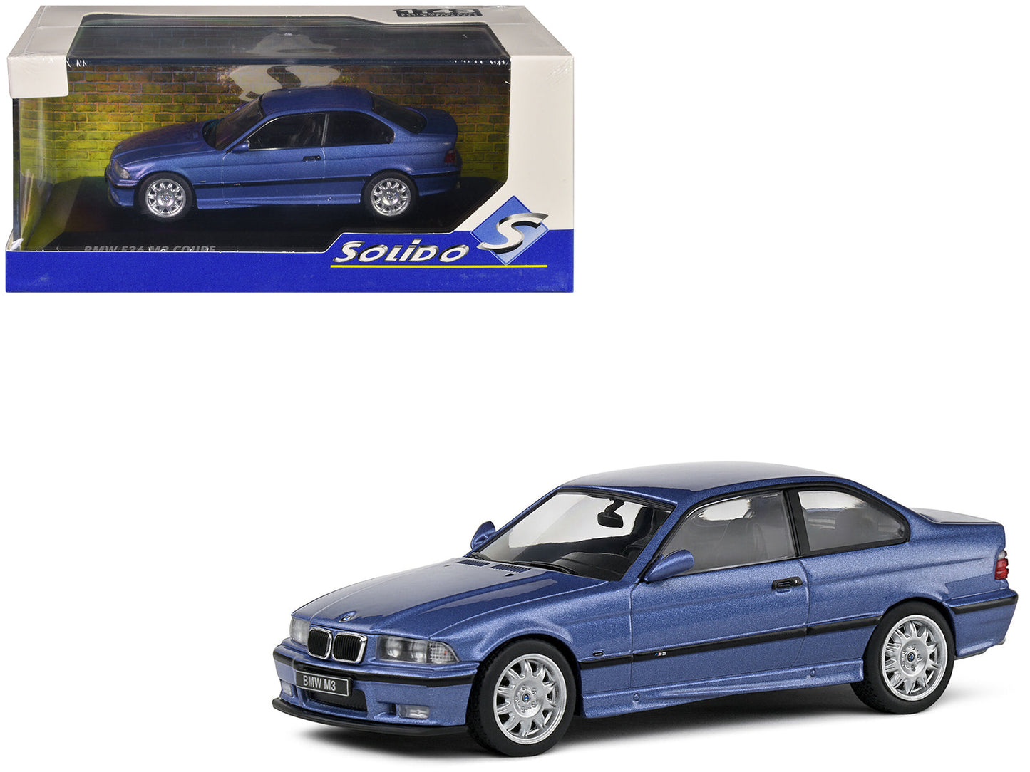 1999 BMW E36 M3 Coupe Estoril Blue Metallic 1/43 Diecast Model Car by Solido  free shipping USA