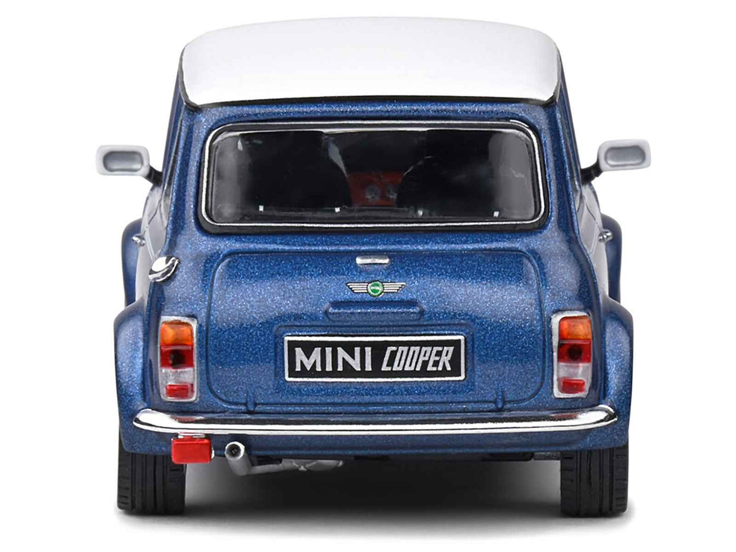 1994 Mini Cooper Sport Tahiti Blue Metallic with White Top and Stripes 1/43 Diecast Model Car by Solido