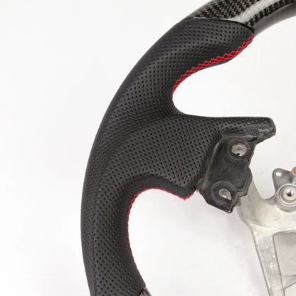Real Carbon Fiber Steering Wheel For Dodge Charger Challenger Durango 2011-2014 Perforated Leather Red Stripe