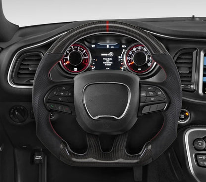 Carbon Fiber Steering Wheel For Dodge Challenger Charger 2015-2022 Alcantara LED Racing Steering Wheel Customized Perforated