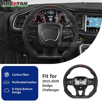 Carbon Fiber Steering Wheel For Dodge Challenger Charger 2015-2022 Alcantara LED Racing Steering Wheel Customized Perforated
