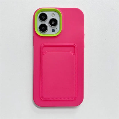 3 in 1 Card Holder Wallet Solid Color Skin Feel Phone Case For iPhone