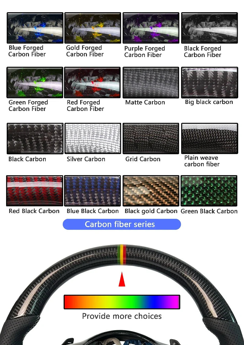 Carbon Bos Carbon Fiber Steering Wheel Perforated Leather for Dodge Challenger Charger SRT HELLCAT Steering Wheel DIY Color New
