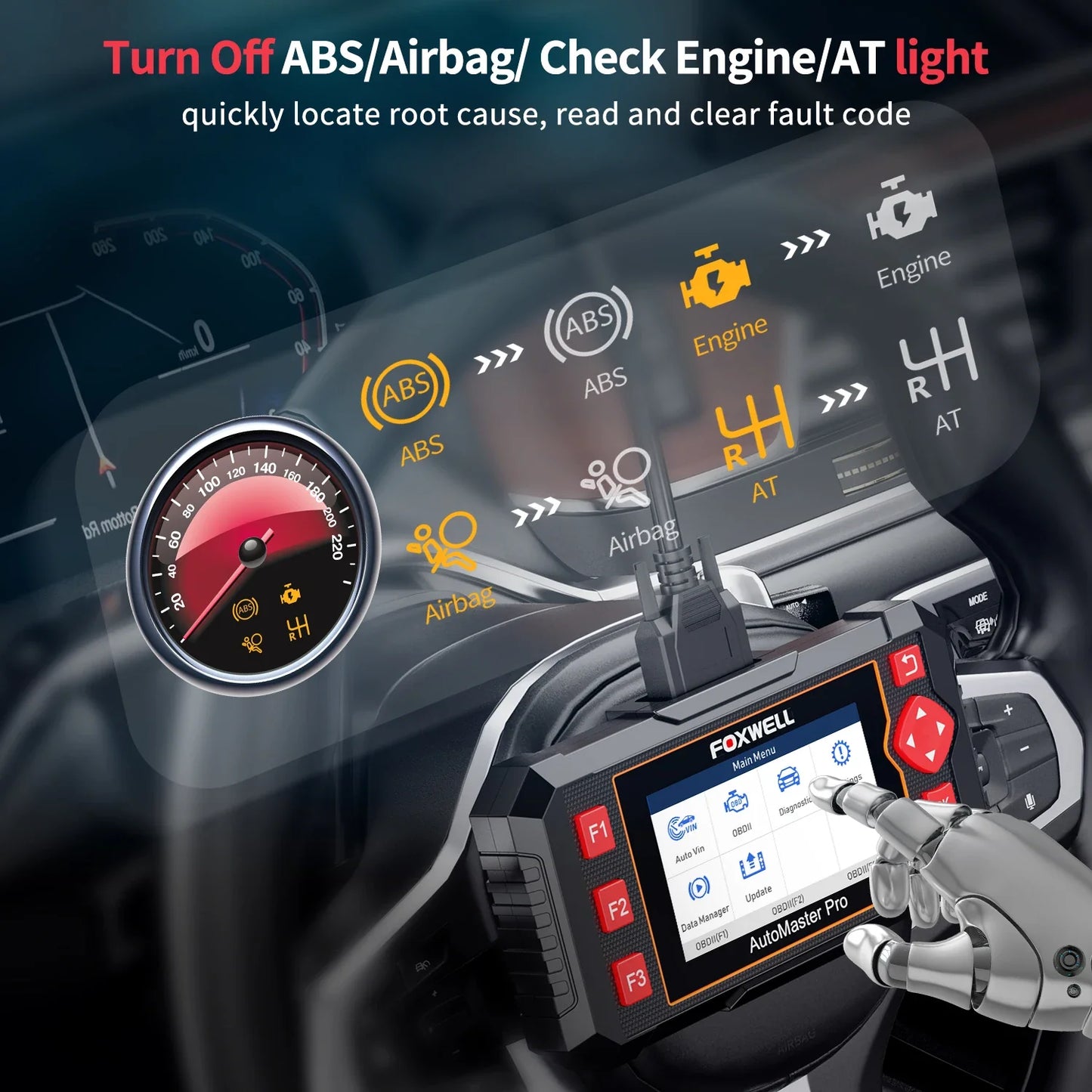 FOXWELL NT604 Elite Wireless OBD2 Scanner Engine ABS SRS Transmission Diagnostic Tools Automotive Scanner OBD 2 Code Reader