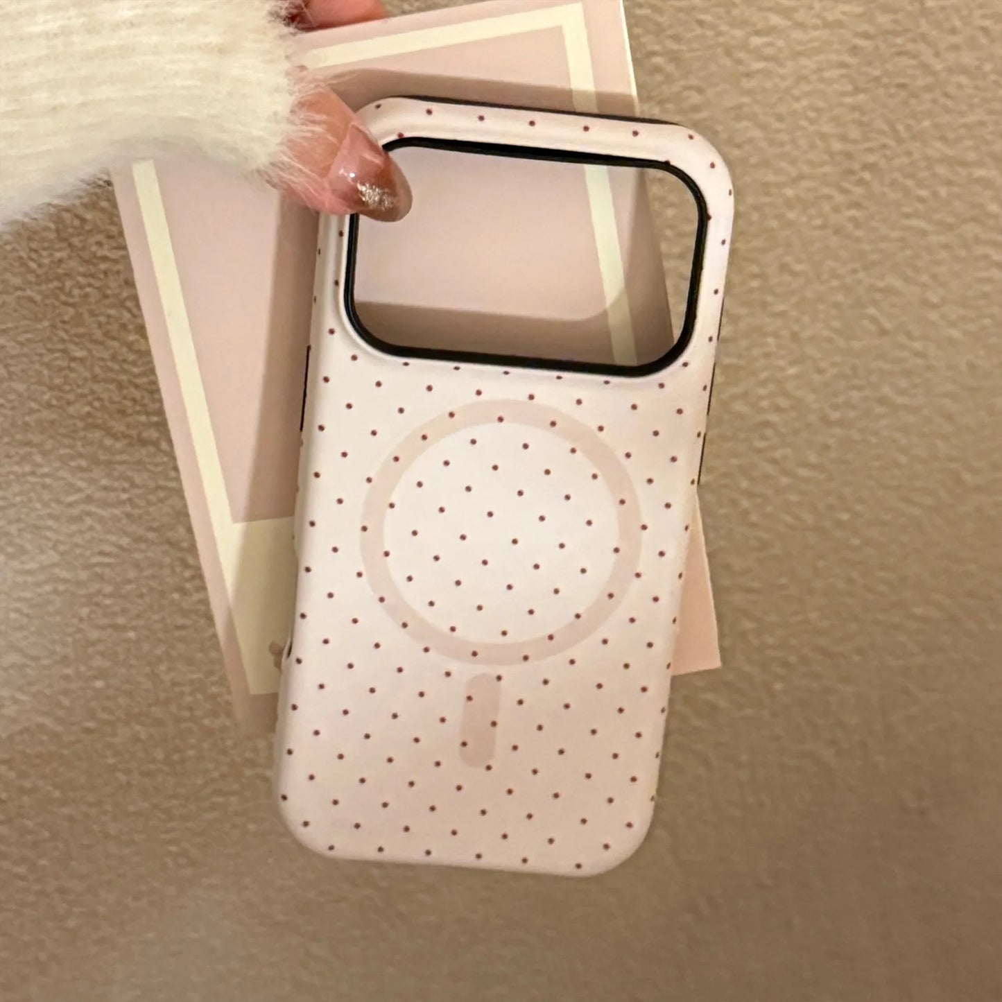 Korean Full Screen Polka Dot Fold Love Heart Magnetic Holder Phone Case For iPhone