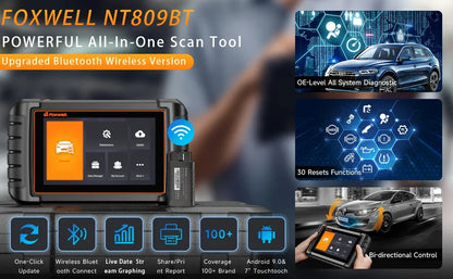 FOXWELL NT809BT OBD2 Bluetooth Car Diagnostic Tool All System Bi-Directional Test 30+ Reset Code Reader OBD2 Scanner Tool