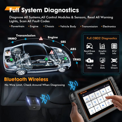 FOXWELL NT809BT OBD2 Bluetooth Car Diagnostic Tool All System Bi-Directional Test 30+ Reset Code Reader OBD2 Scanner Tool