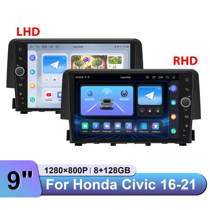JOYING 9"Android 13 Car Radio Stereo Multimedia Player Carplay For Honda Civic 2016 -2021 Support Factory Cameras Plug and Play