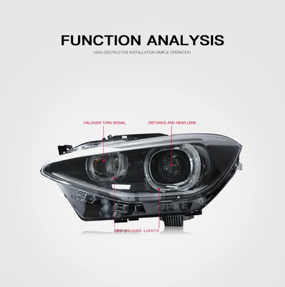 For BMW 1 Series F20 2014-2017 Car Auto Parts Headlight Assembly LED Lights Lamp DRL Signal Plug And Play Daytime Running