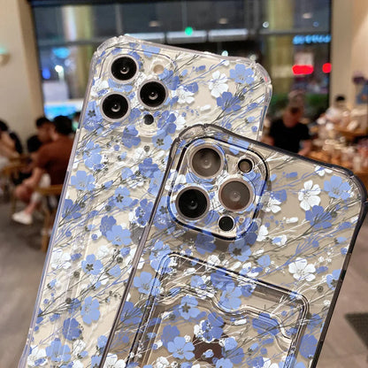 Cute Flower Wallet Card Bag Phone Case