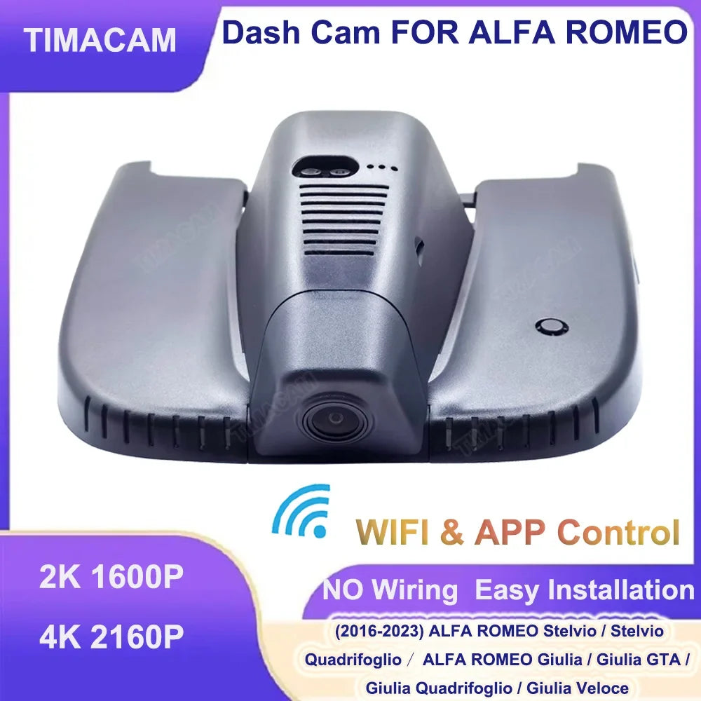 TIMACAM 4K Dash Cam 2K Car DVR Camera for ALFA ROMEO Stelvio Quadrifoglio Giulia Quadrifoglio GTA Veloce 2016-2023 Easy Install